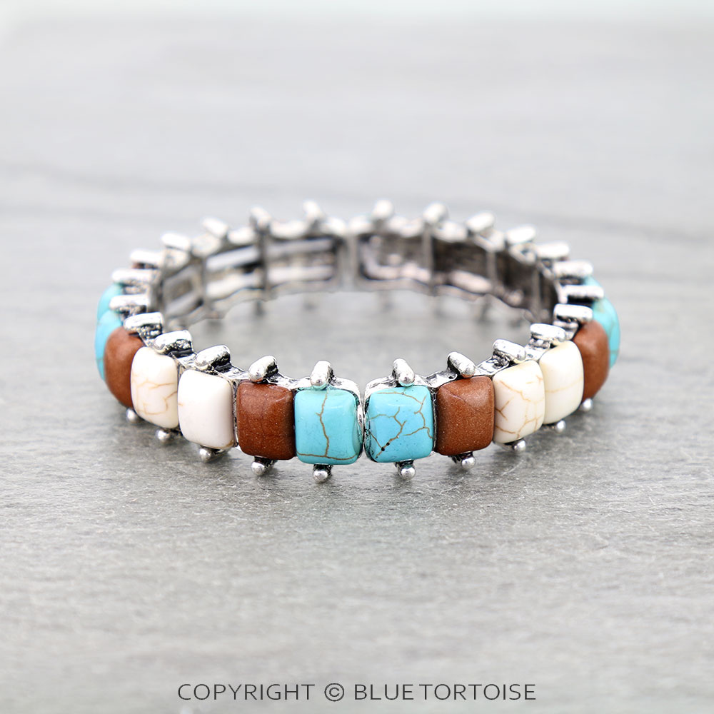 Western Ball TXR Square Stone Stretch Bracelet