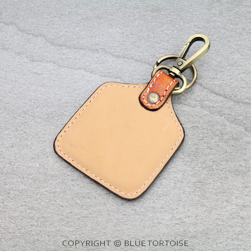 Western Genuine Leather Ear Tag Keychain - Floral Pattern - Image 2