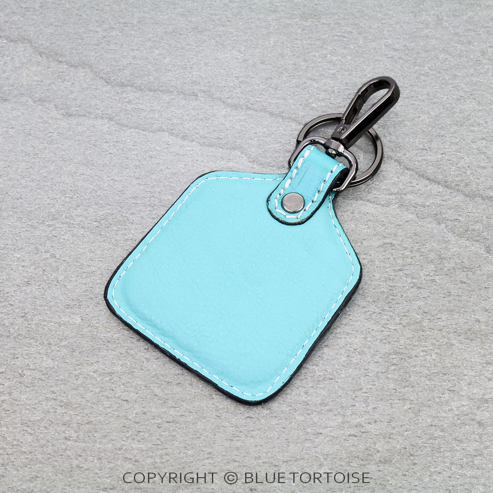 Western Genuine Leather Ear Tag Keychain - Floral Pattern - Image 2