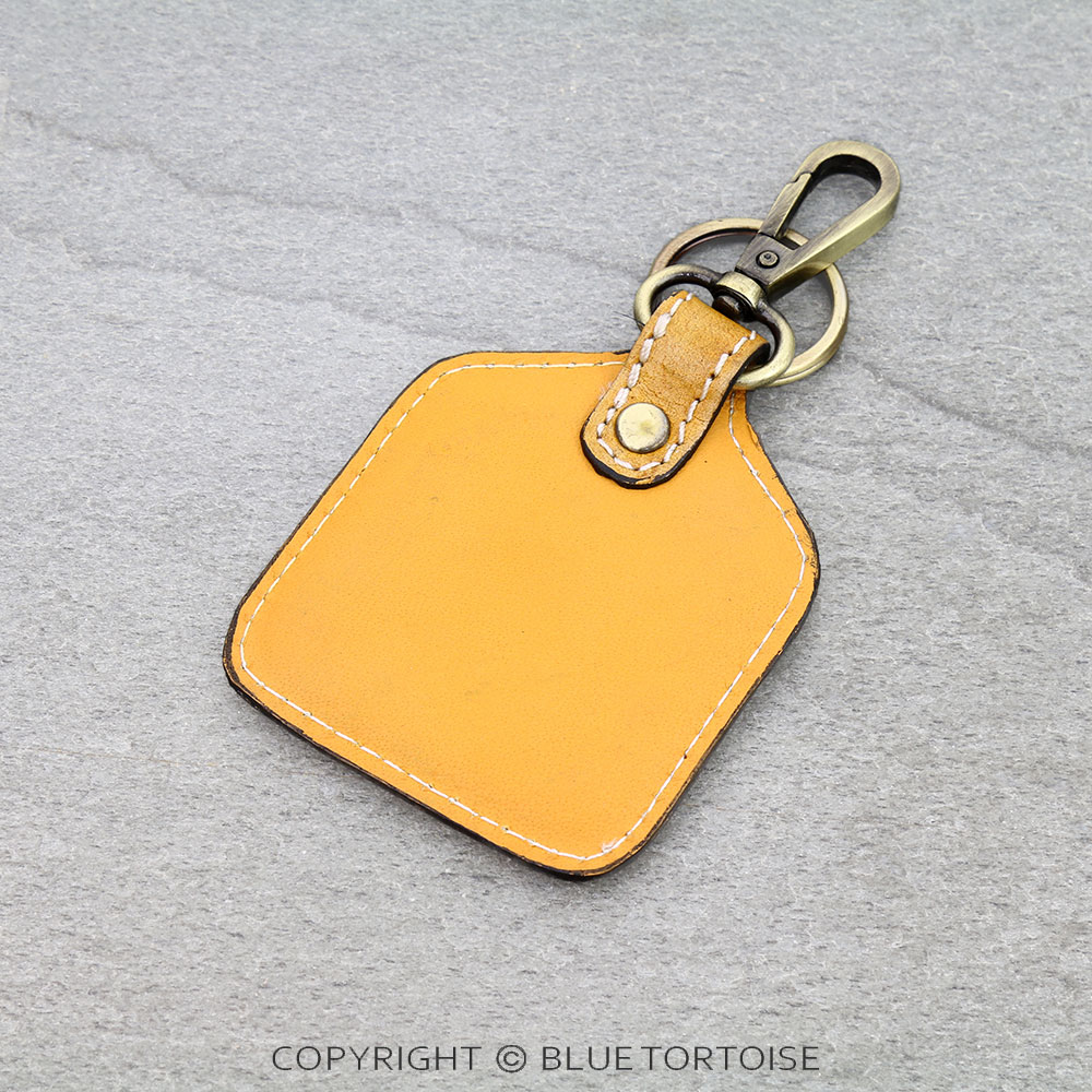 Western Genuine Leather Ear Tag Keychain - Floral Pattern - Image 2
