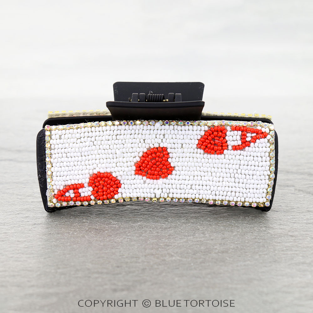Ace of Hearts Seed Bead Hair Claw Clip - Image 2
