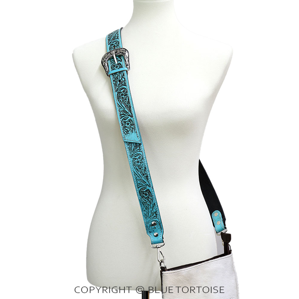Western Genuine Tooled Leather Buckle Bag Strap - Image 2