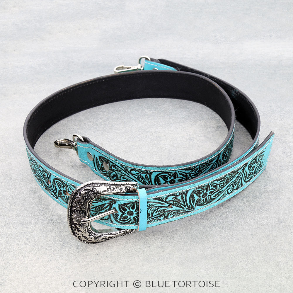 Western Genuine Tooled Leather Buckle Bag Strap
