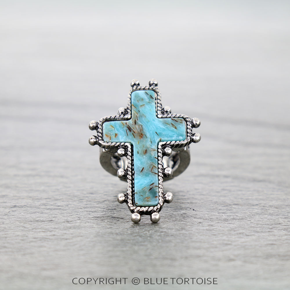 Ball TXR Cross Hand Stone Stretch Ring