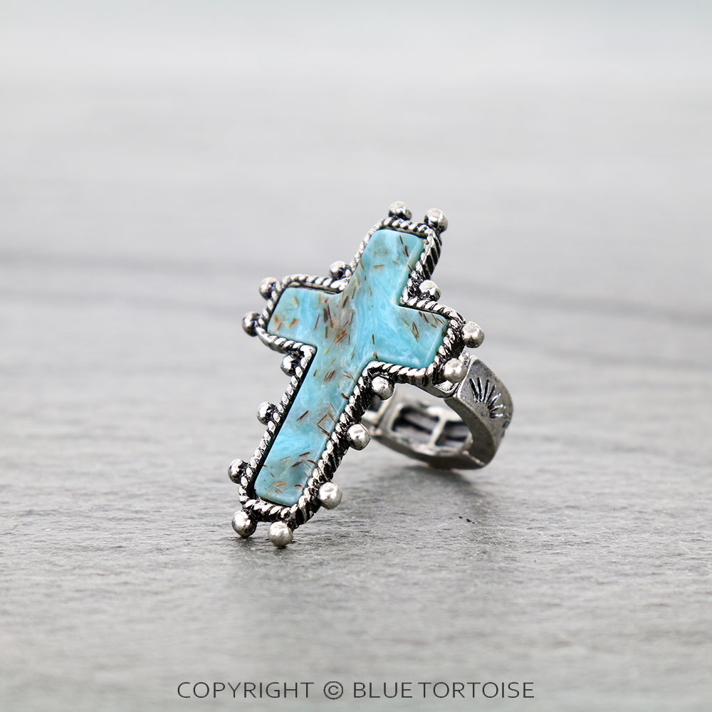 Ball TXR Cross Hand Stone Stretch Ring - Image 2