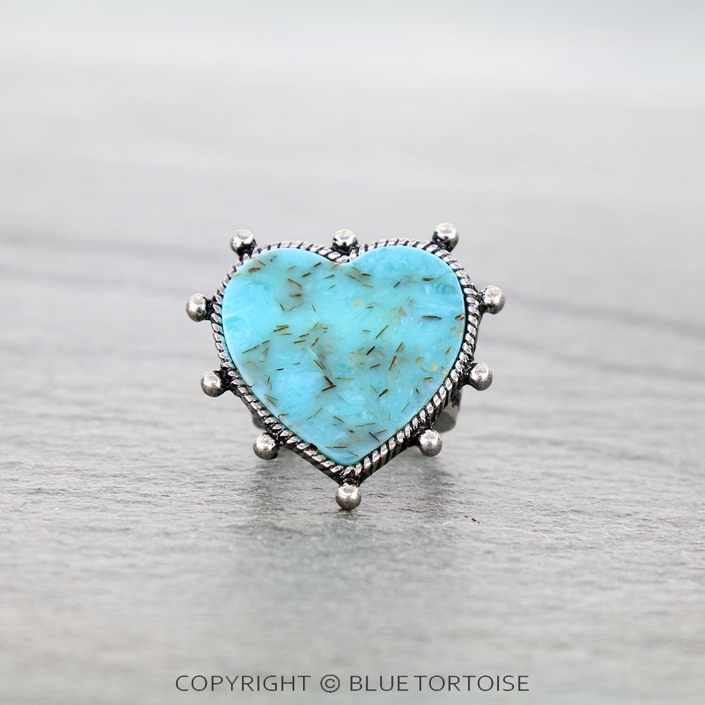 Ball TXR Heart Hand Stone Stretch Ring