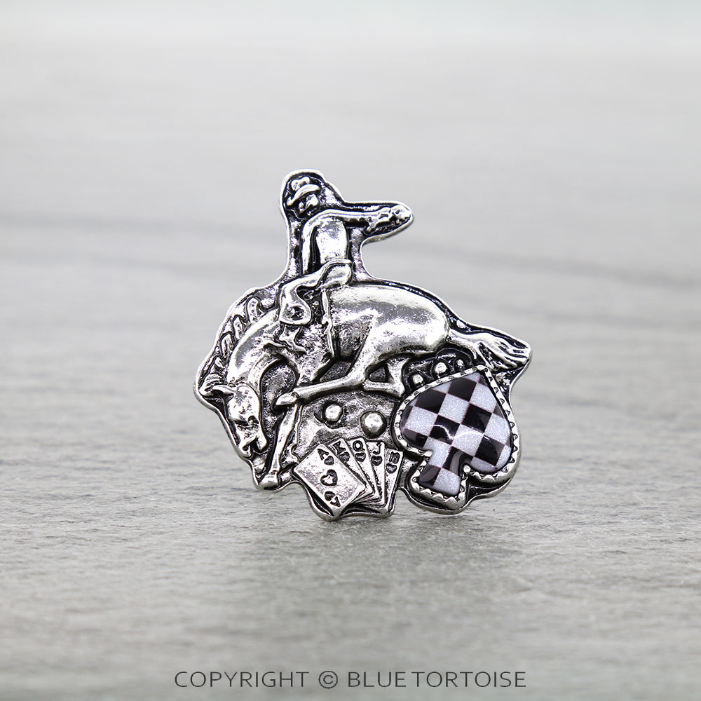 Western Spade Checker Rodeo Head Cuff Ring