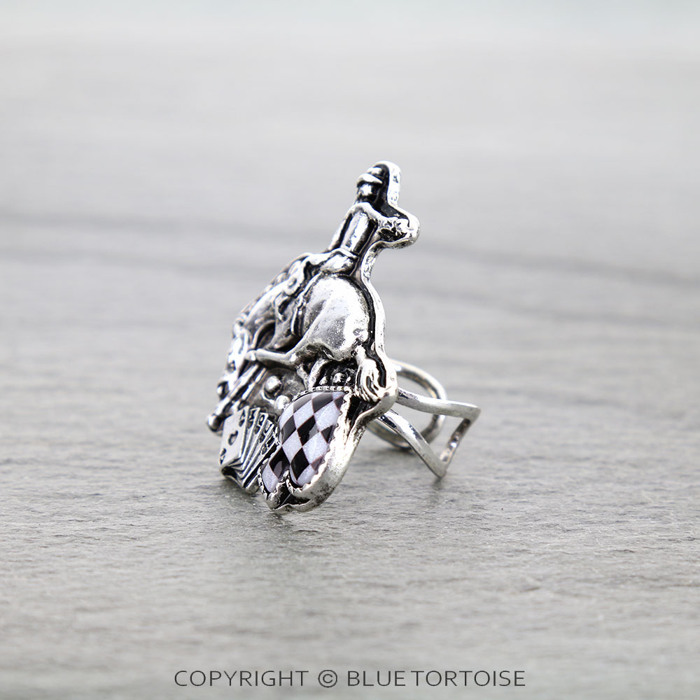 Western Spade Checker Rodeo Head Cuff Ring - Image 2