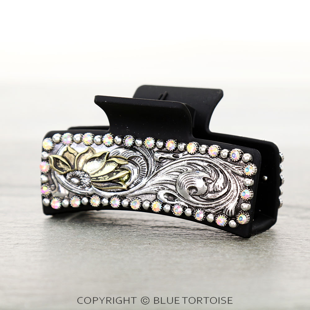 Western Filigree Stone Metal Hair Claw Clip