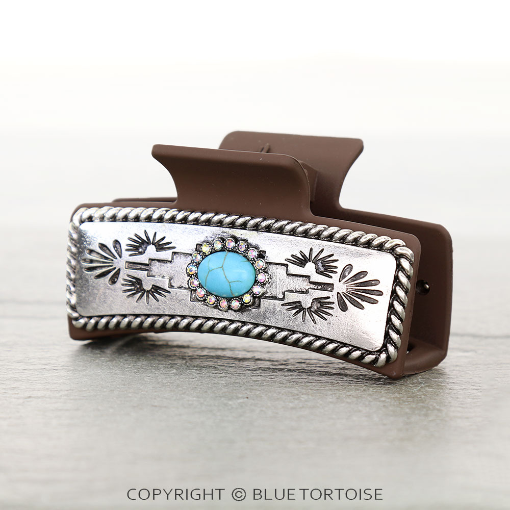 Western Semi Stone Metal Hair Claw Clip