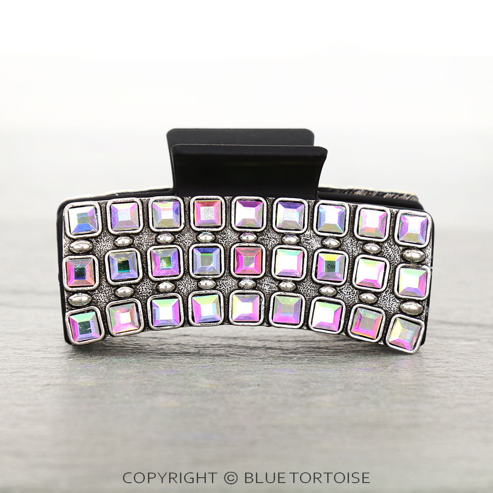 Western Square Stone Metal Hair Claw Clip - Image 2