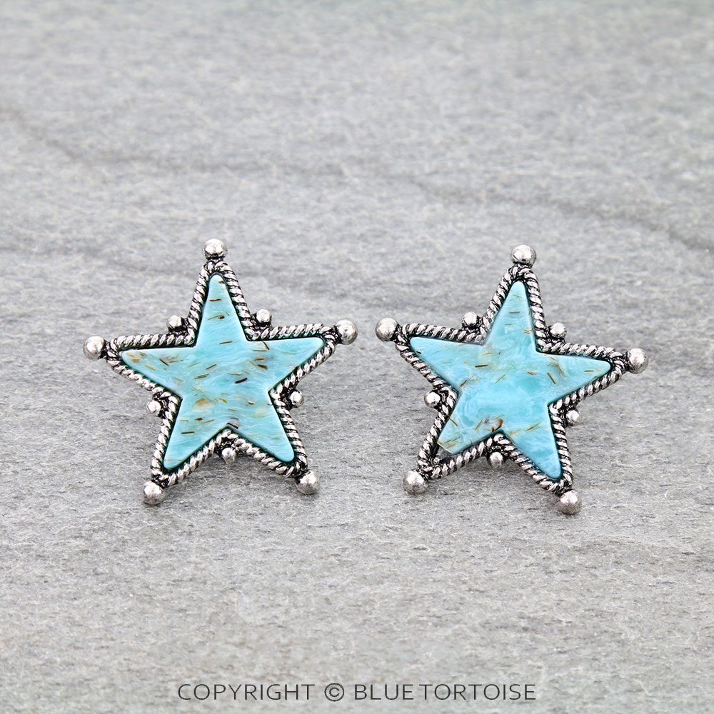 Ball TXR Star Hand Stone Stud Earrings