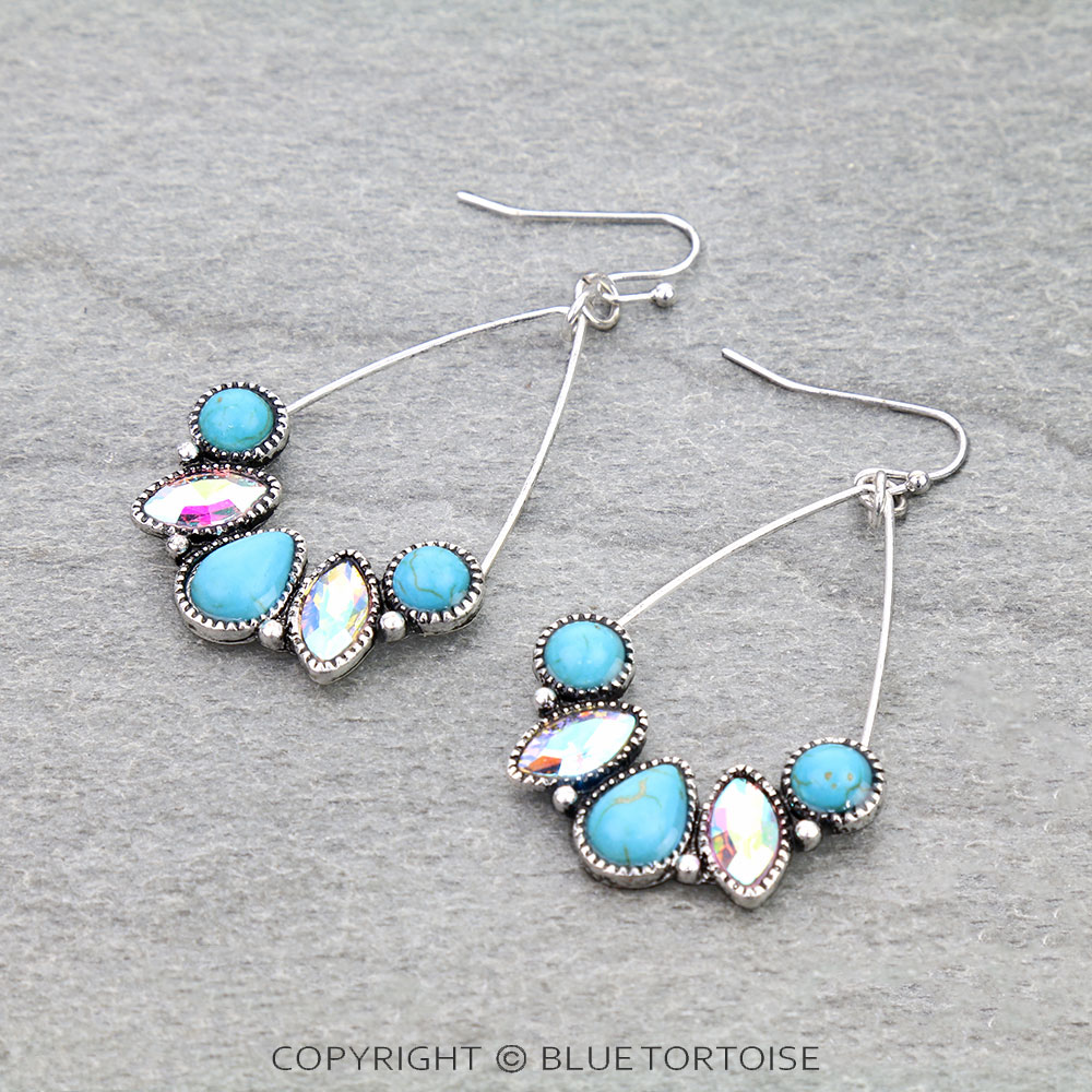 Western Teardrop Stone Dangle Earrings