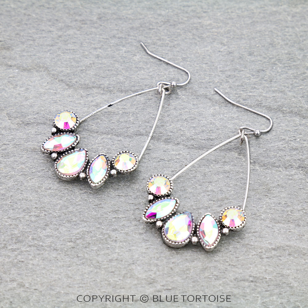 Western Teardrop Stone Dangle Earrings
