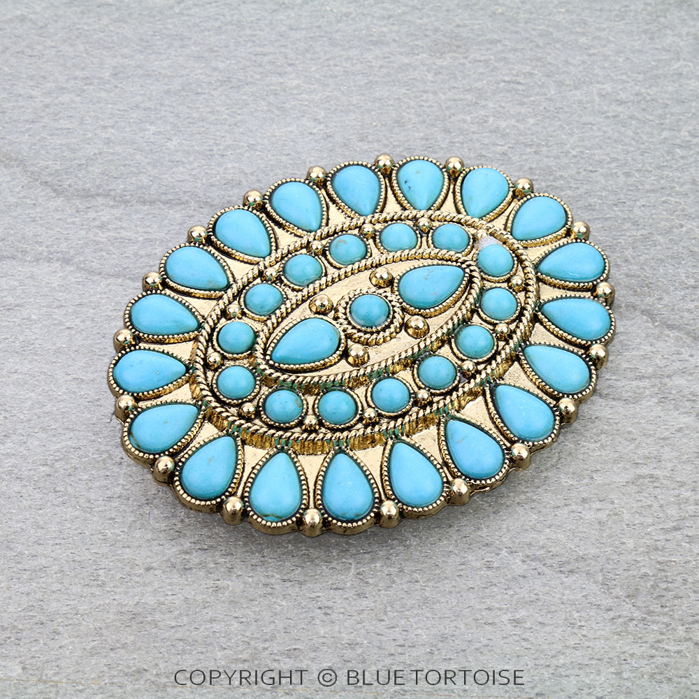 Western Concho Stone Belt Buckle
