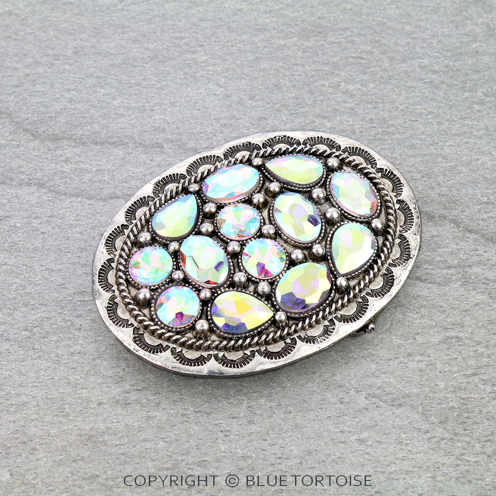 Western Oval Stone Belt Buckle