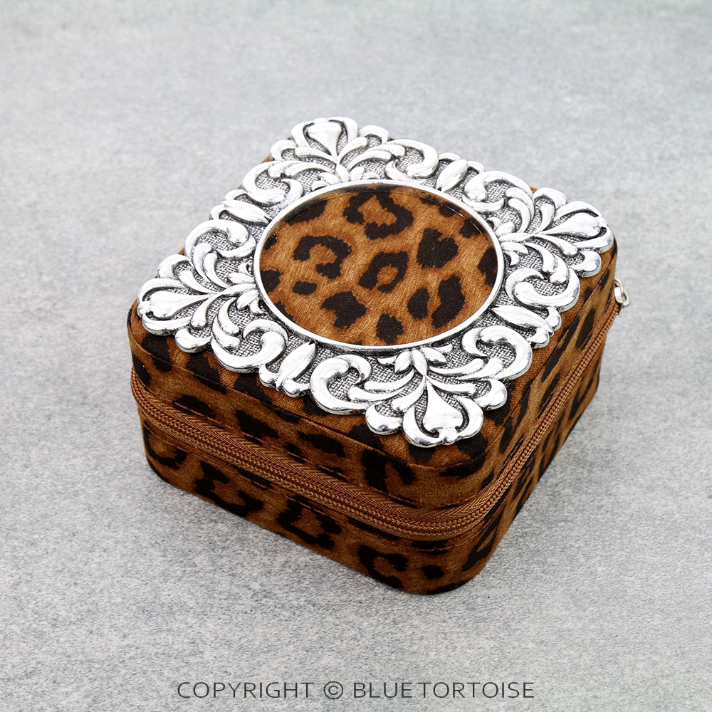 Western Animal Theme Travel Jewelry Box - Metal Border