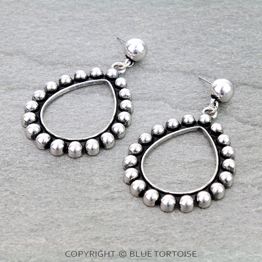 Western Teardrop Metal Bubble Stud Earrings