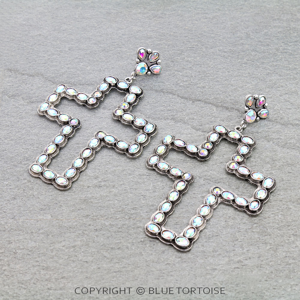 Western Cross Stone Stud Earrings