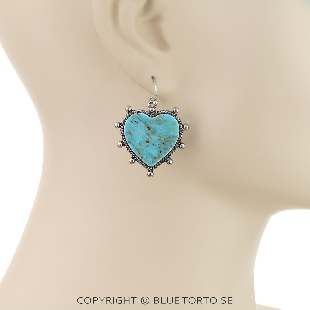 Ball TXR Heart Hand Stone Dangle Earrings - Image 2