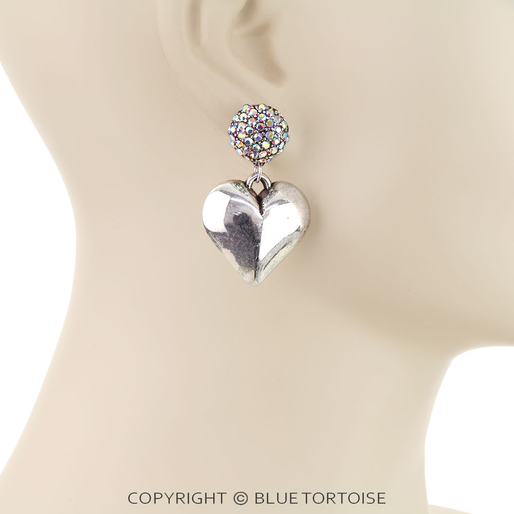 Western Heart Rhinestone Stud Earrings - Image 2