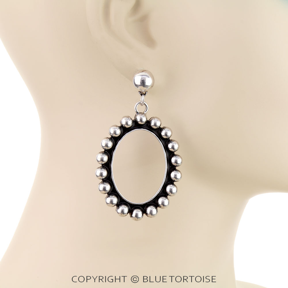 Western Oval Metal Bubble Stud Earrings - Image 2