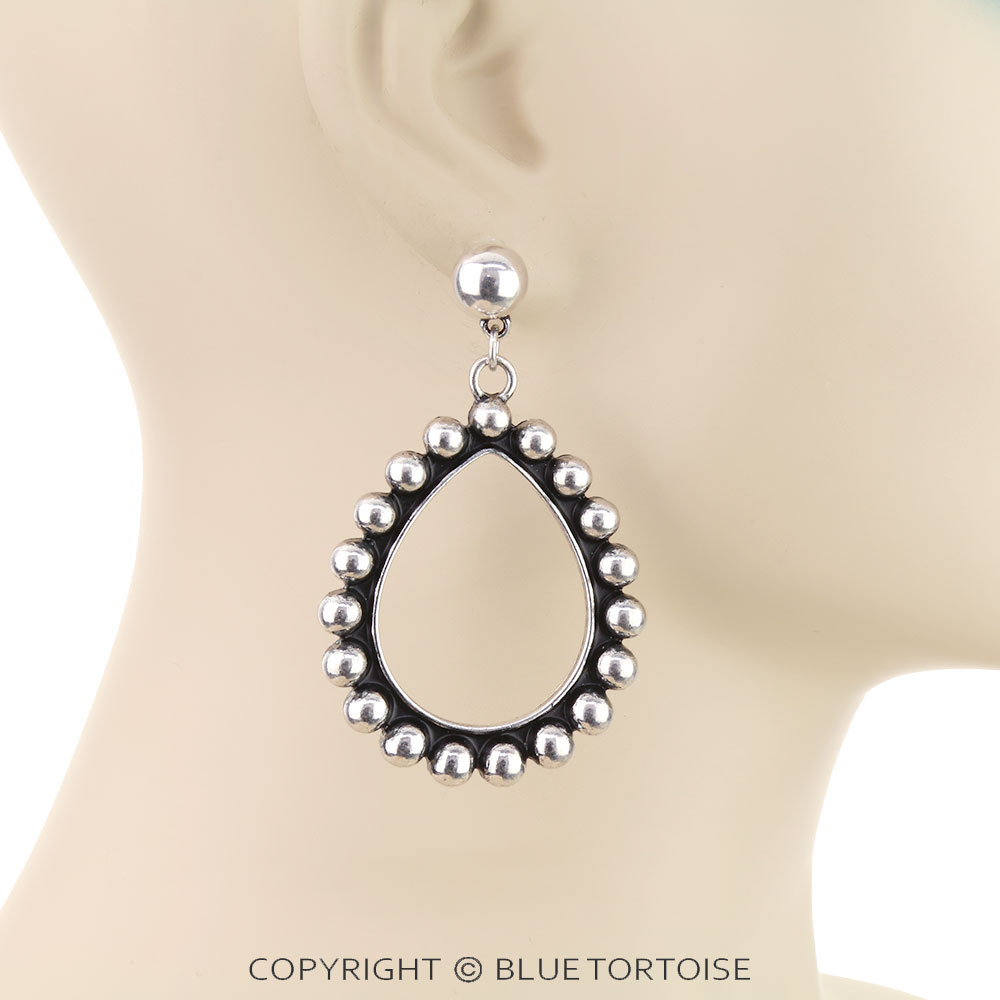 Western Teardrop Metal Bubble Stud Earrings - Image 2