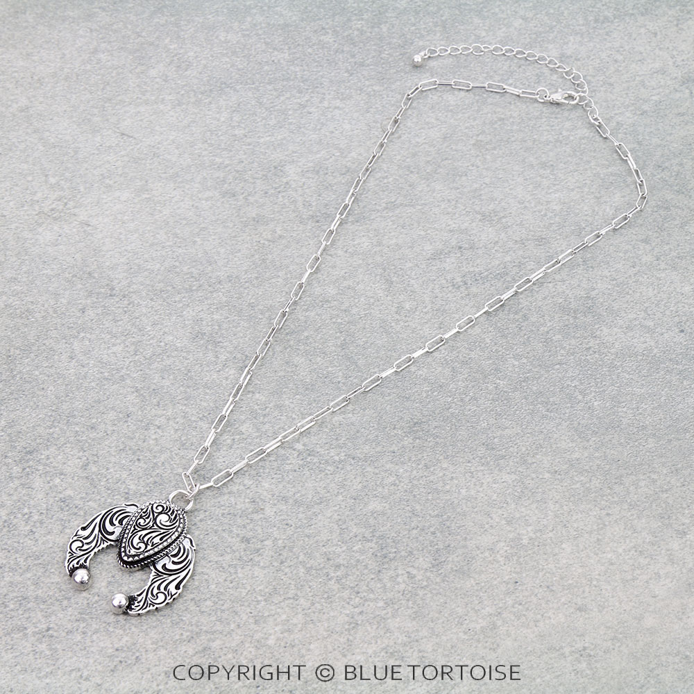 Western Squash Blossom Etched Necklace