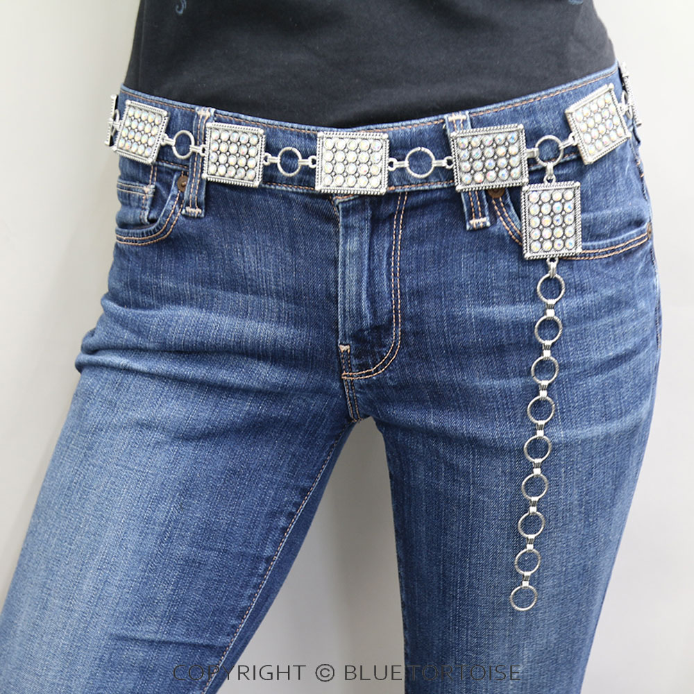 Western Rectangle Stone Chain Belt L/XL - Image 2