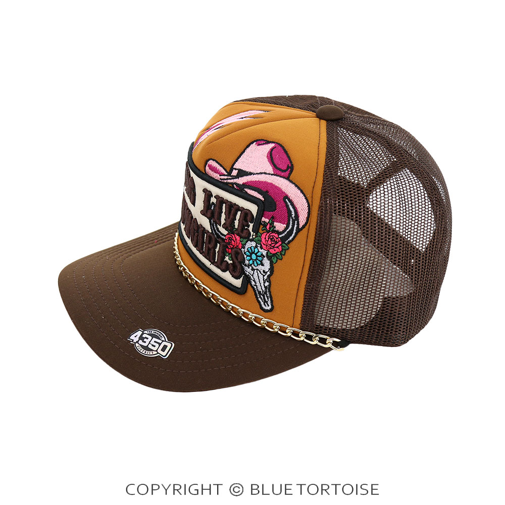 "LONG LIVE COWGIRLS" Patch Meshback Ball Cap with Hat Chain - Image 2