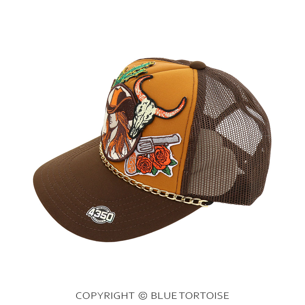 Cowgirl Patch Meshback Ball Cap with Hat Chain - Image 2