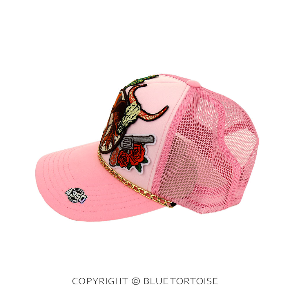 Cowgirl Patch Meshback Ball Cap with Hat Chain - Image 2