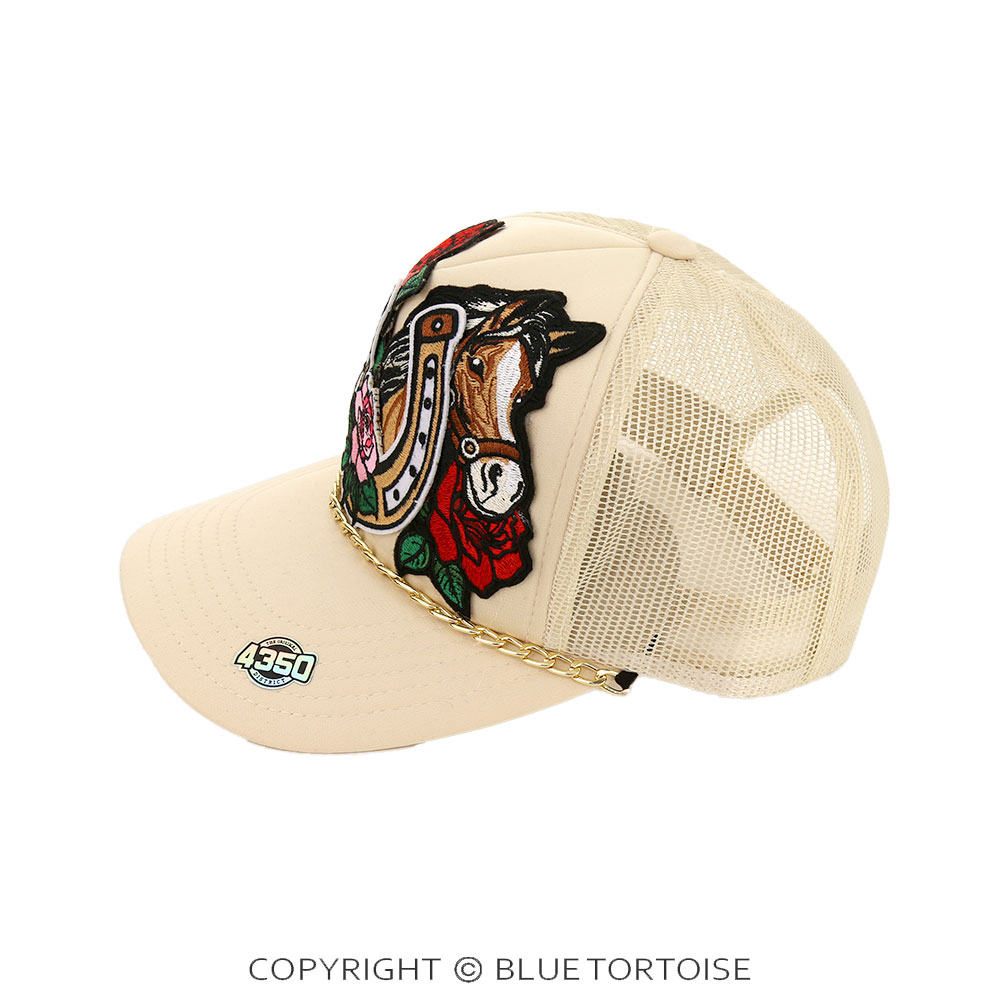 Horseshoe Patch Meshback Ball Cap with Hat Chain - Image 2