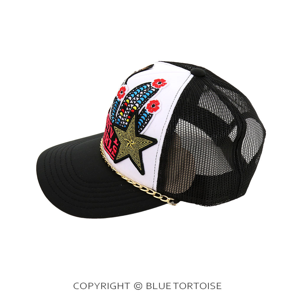 Horse Head Patch Meshback Ball Cap with Hat Chain - Image 2