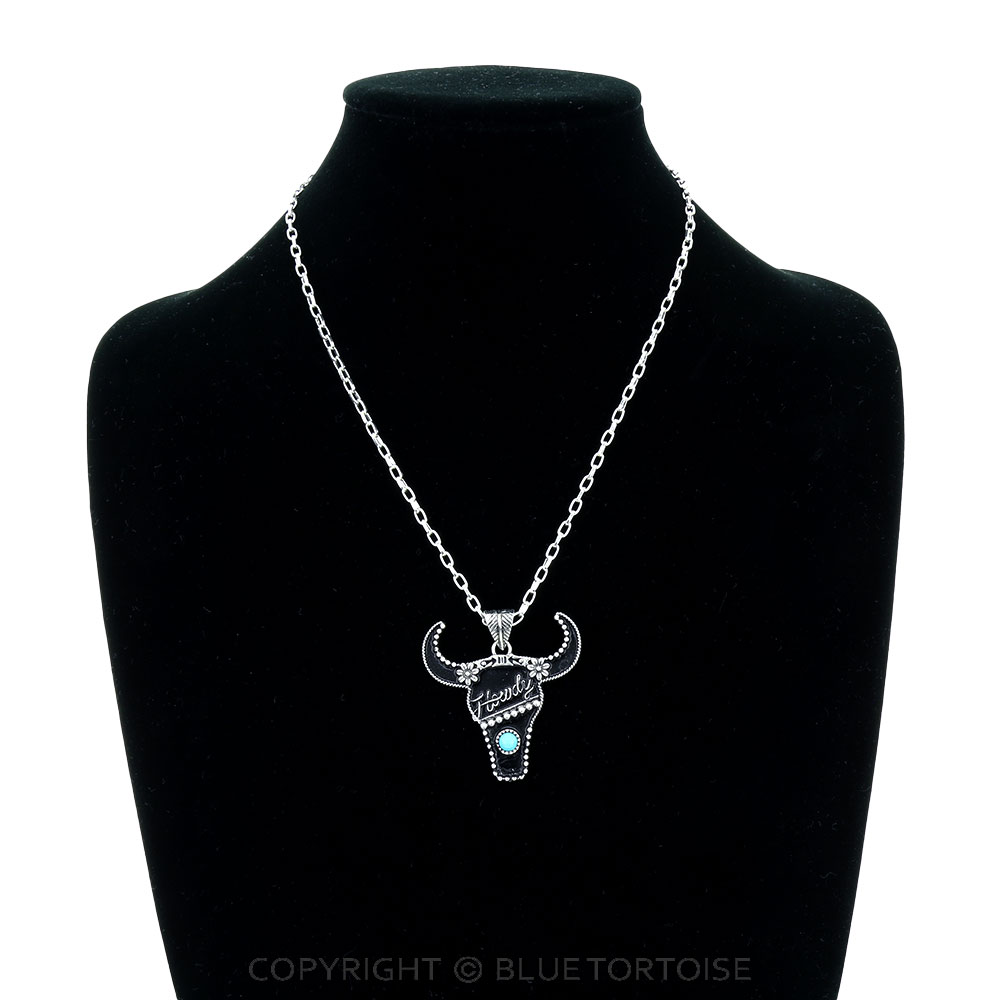 Western Howdy Steer Skull Necklace - Image 2