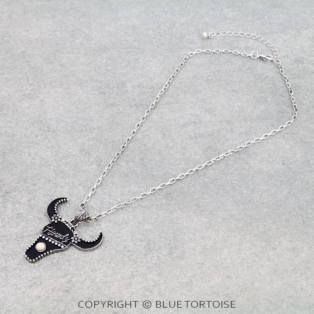 Western Howdy Steer Skull Necklace