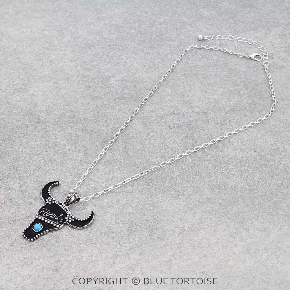 Western Howdy Steer Skull Necklace