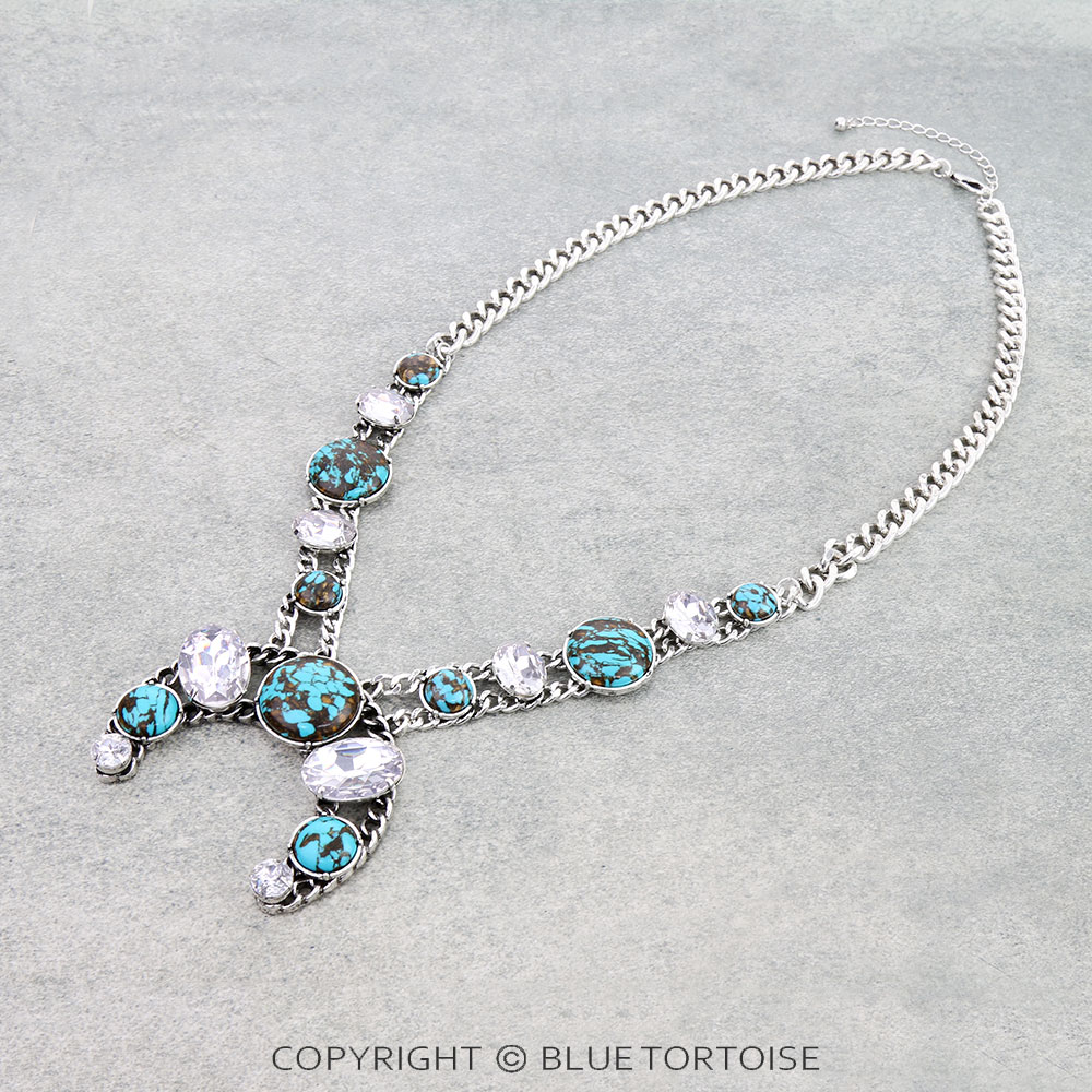 Western Squash Blossom Stone Necklace
