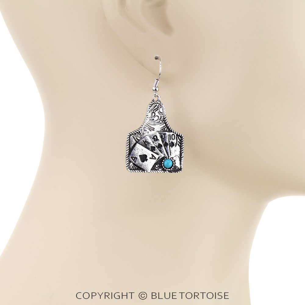 Western Poker Theme Ear tag Dangle Earrings - Image 2