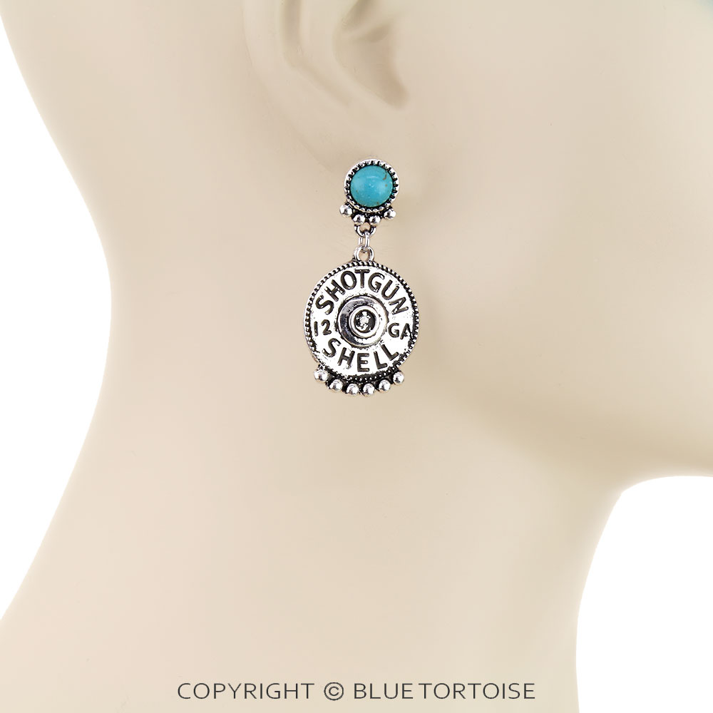 Western Shotgun Shell Coin Stud Earrings - Image 2
