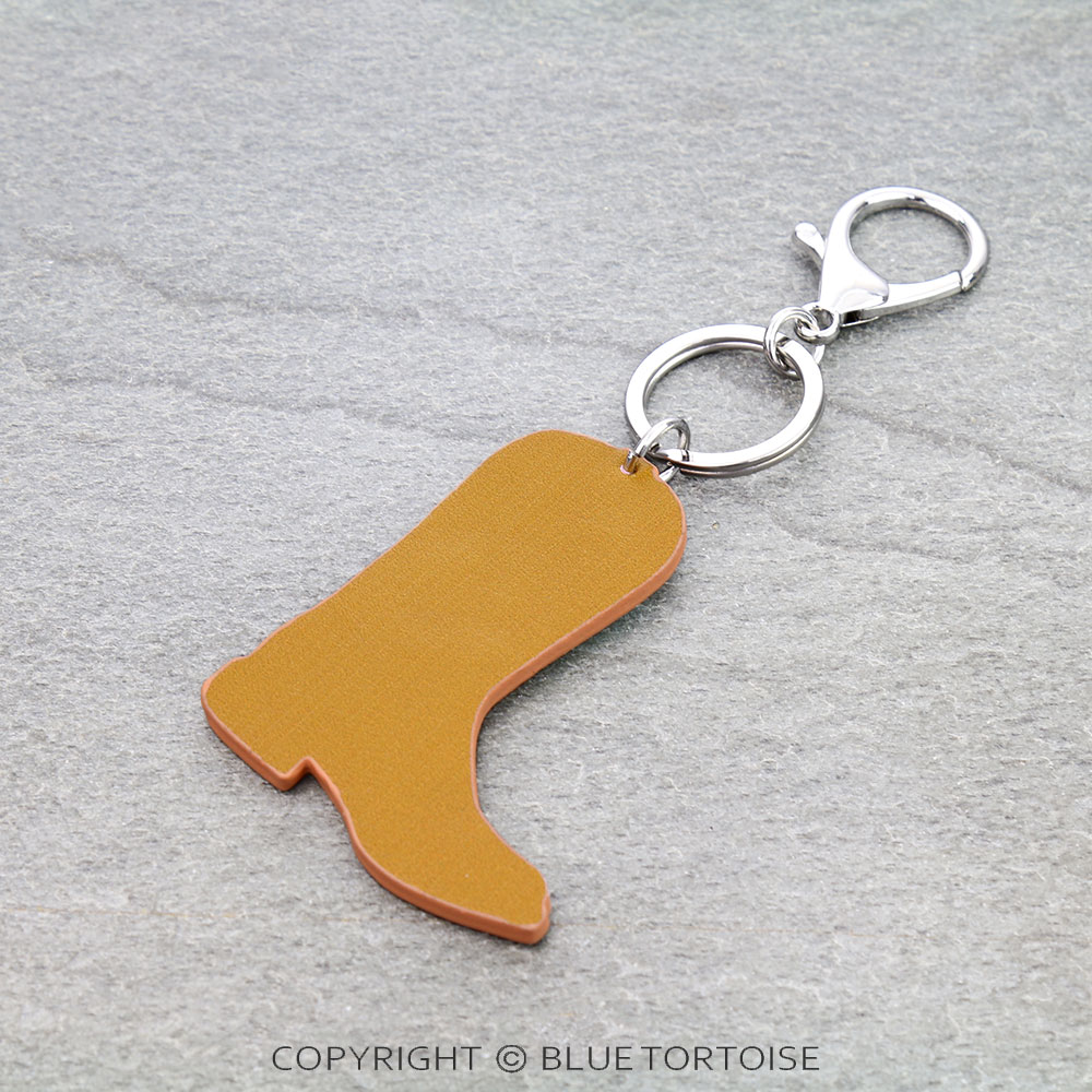 Western Tooled Leather Key Ring - Horse Cowboy Boot - Image 2