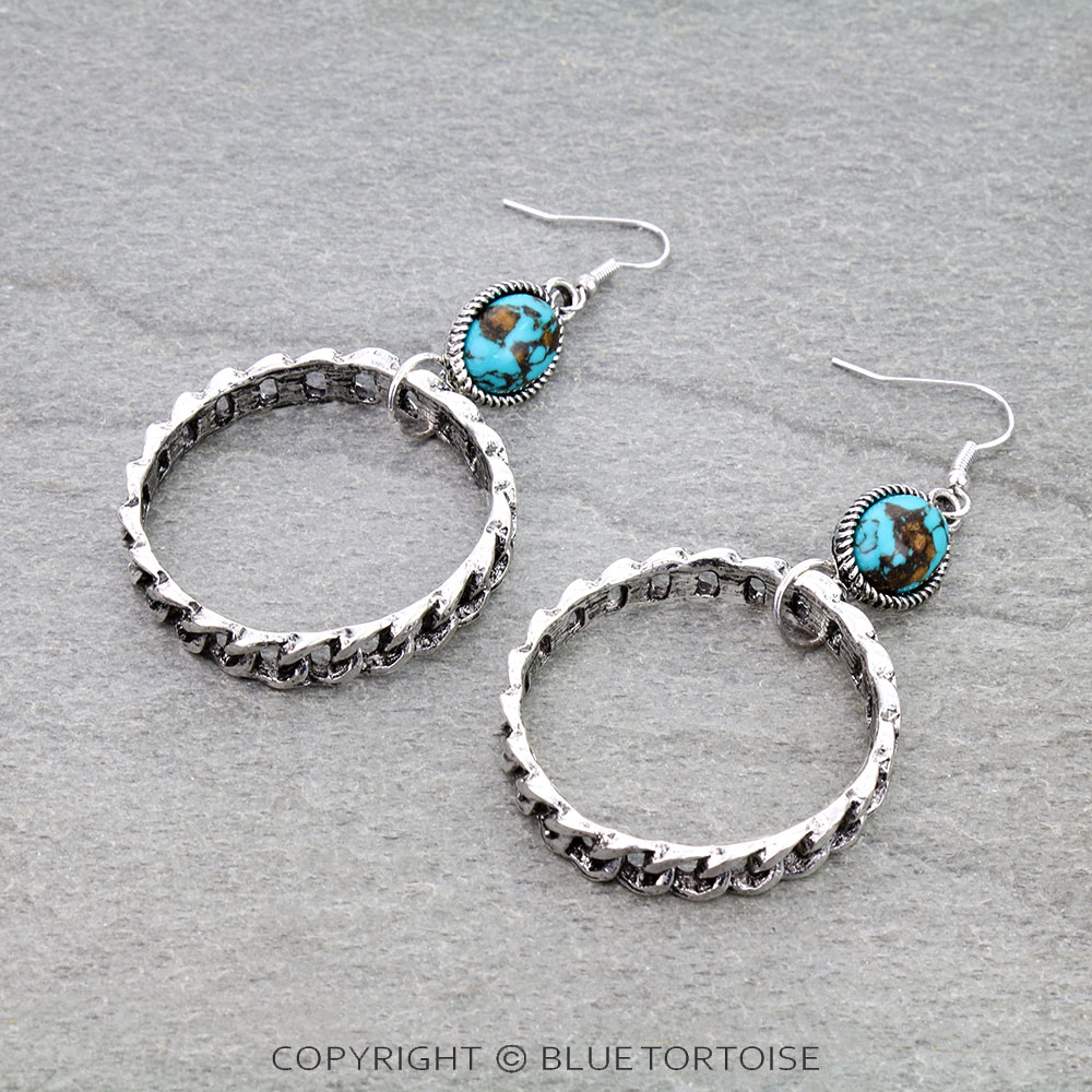 Western Cuban Chain Stud Earrings