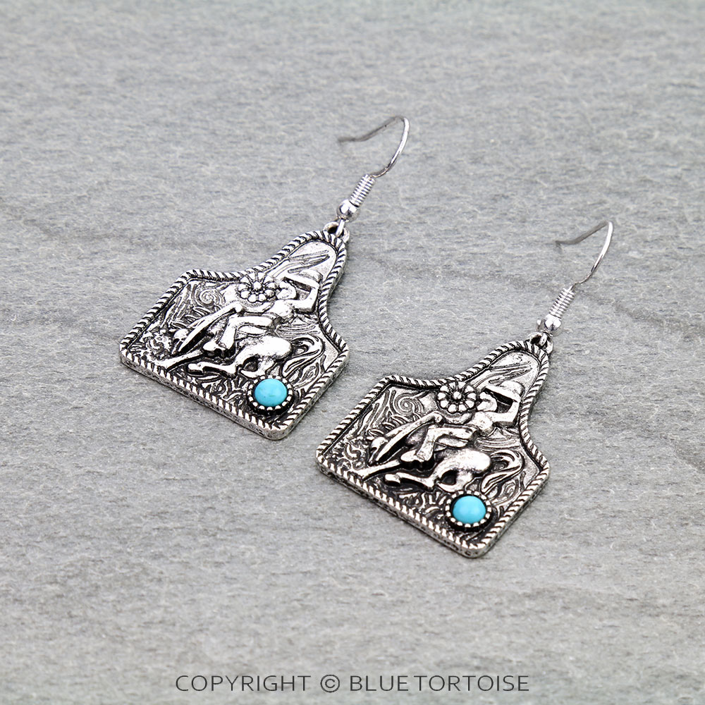 Western Cowboy Ear tag Dangle Earrings