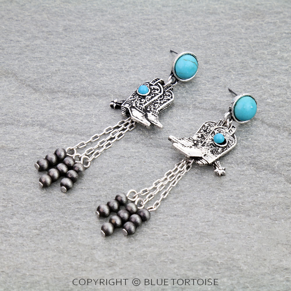 Western Cowboy Boot Pearl Stud Earrings