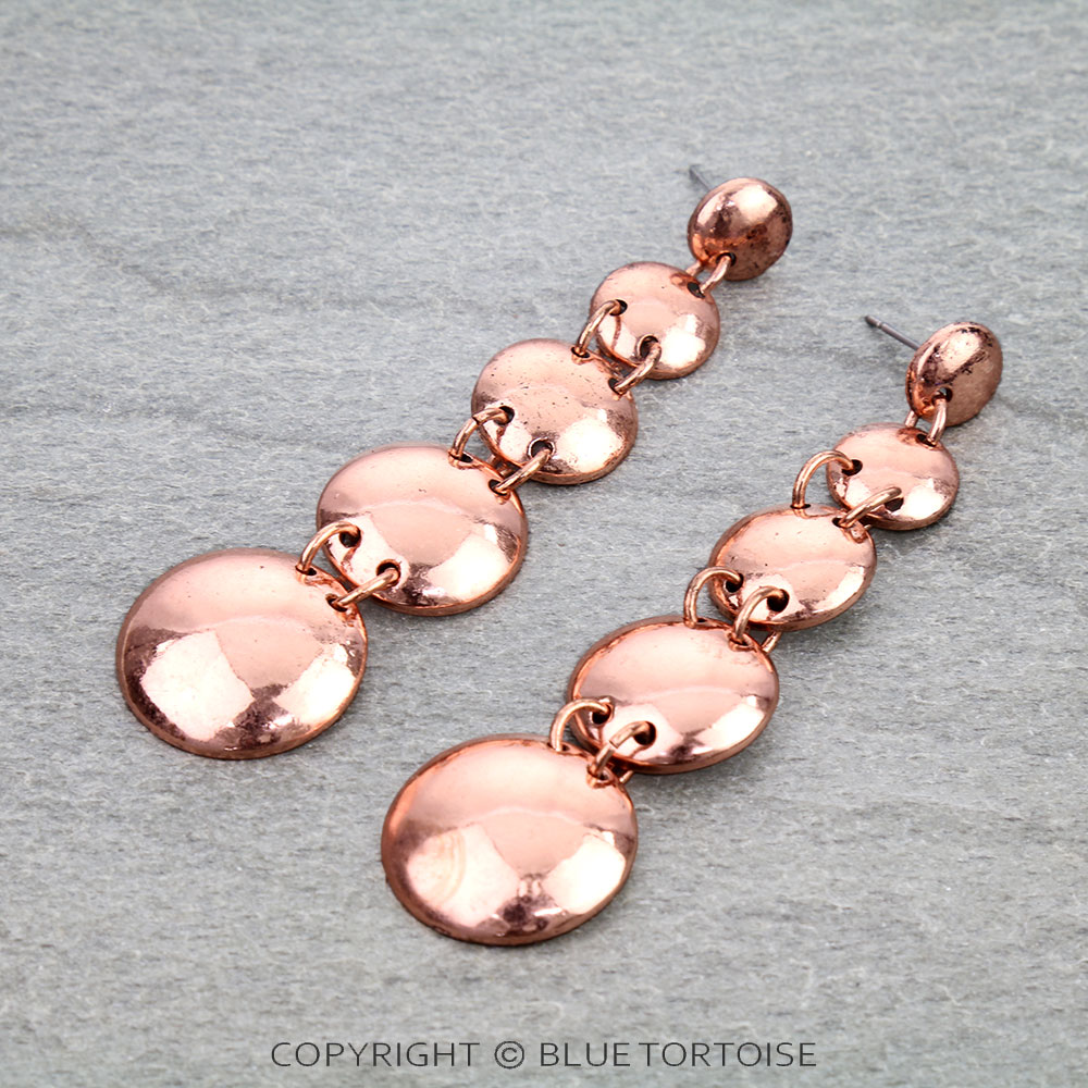 Plain Metal Drop Stud Earrings