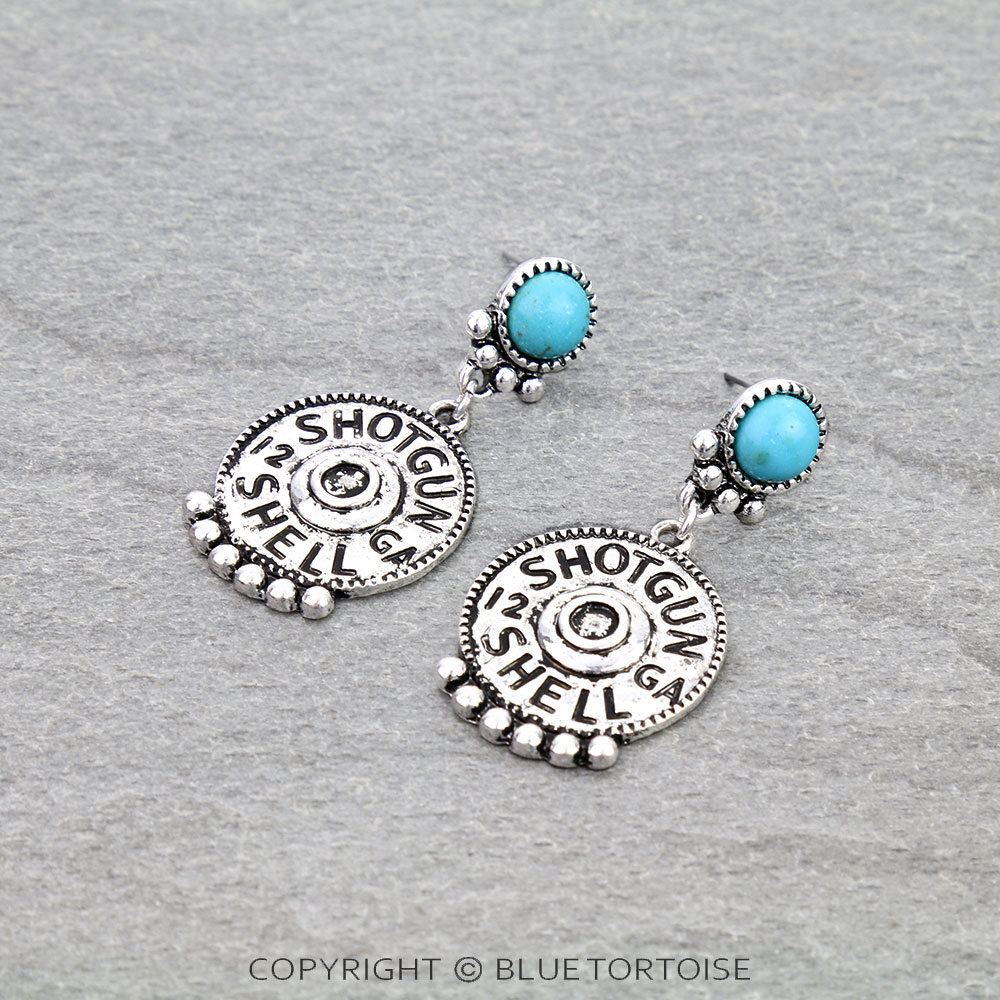 Western Shotgun Shell Coin Stud Earrings