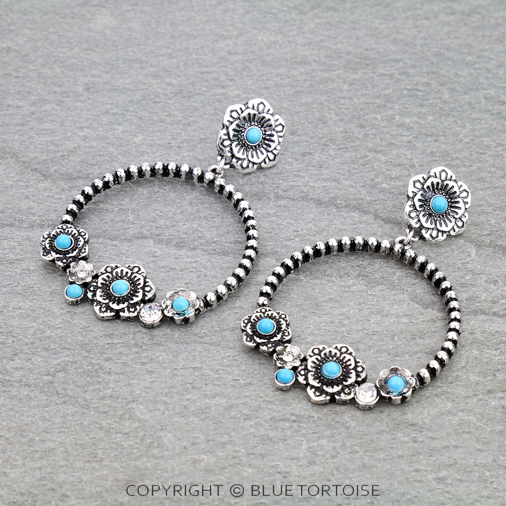 Western Flower Round Stud Earrings