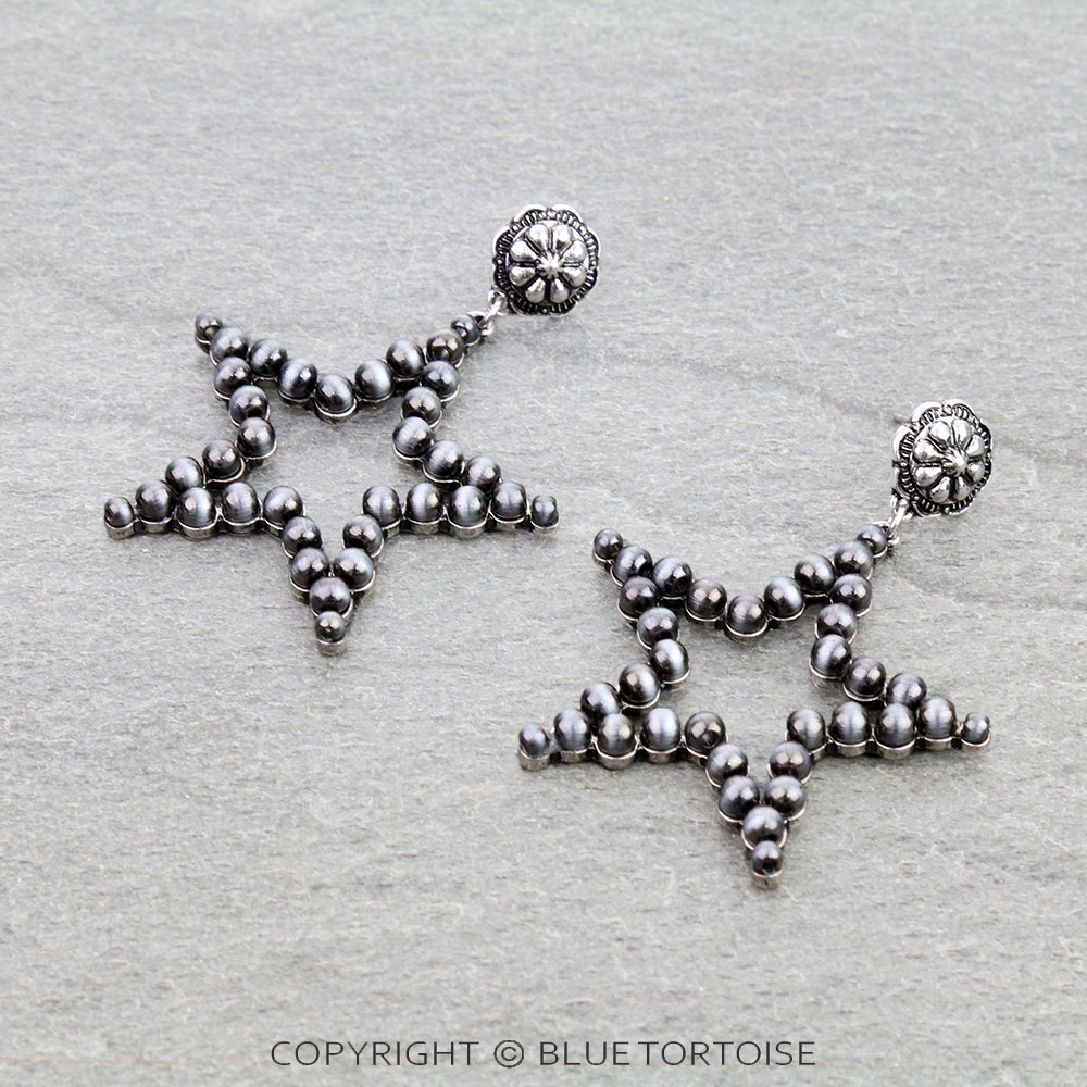 Navajo Style Pearl Star w/ Concho Stud Earrings