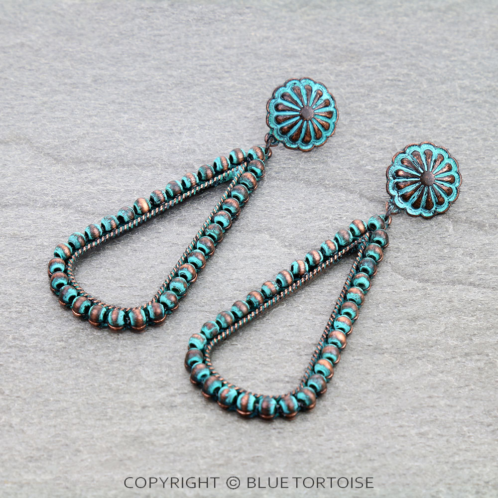 Navajo Style Pearl Teardrop w/ Concho Stud Earrings