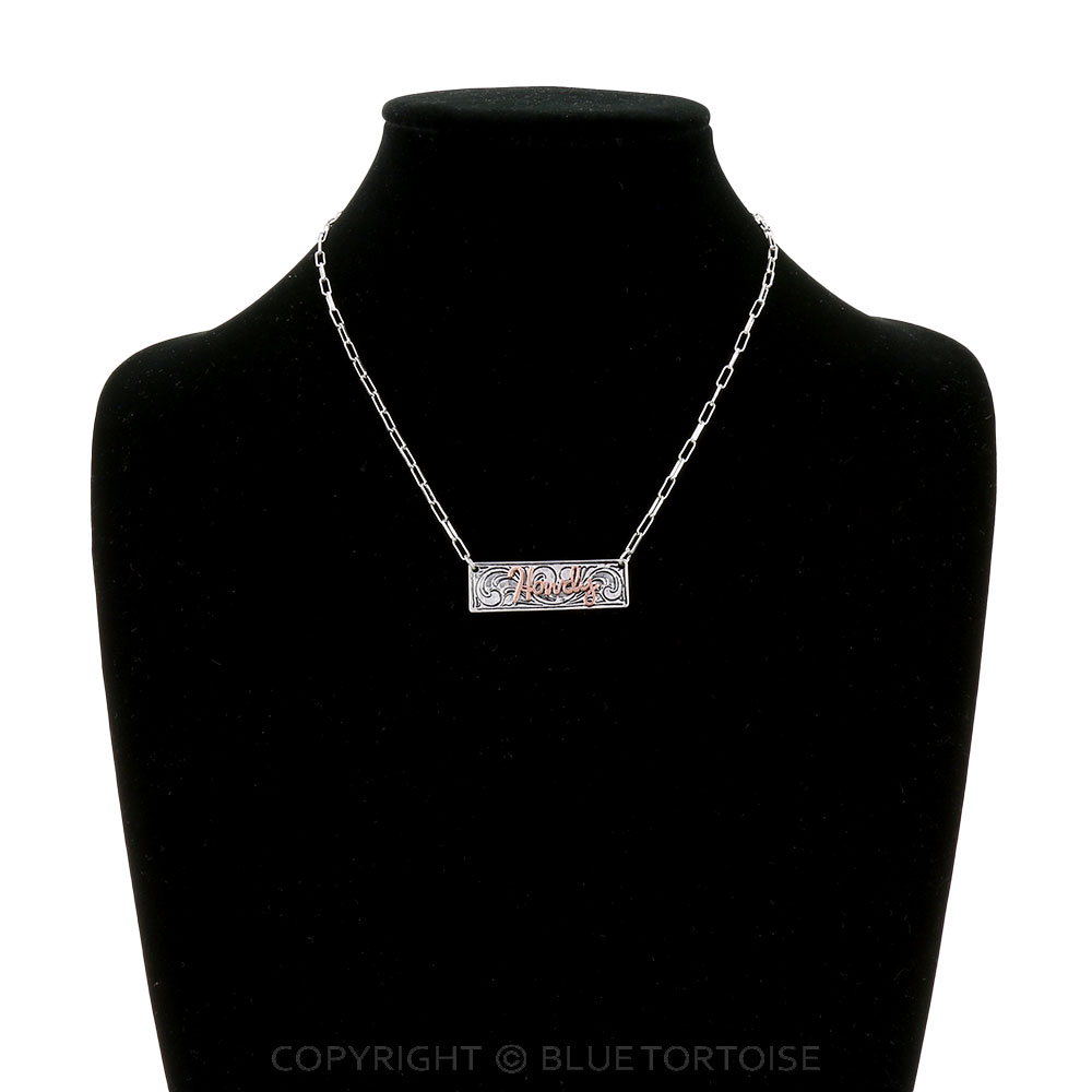 Western Etched Howdy Bar Necklace - Image 2